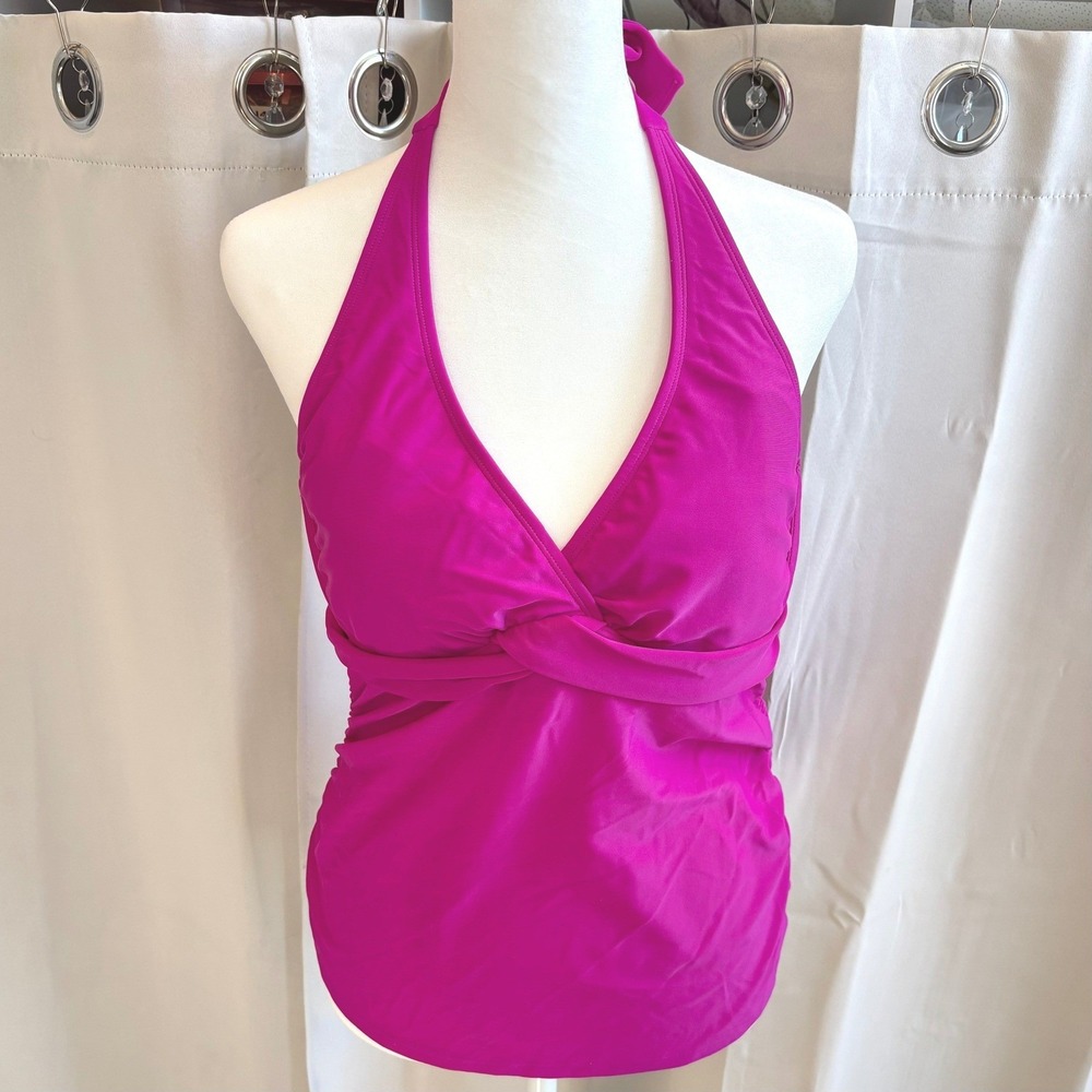 Athleta Tara Halter Tankini Top Purple UPF 50 38 B/C Swimwear Beach Sport 19847